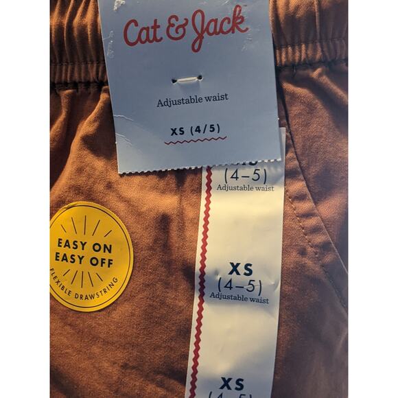 Chino Shorts Cat & Jack Brown XS Casual Adjustable Waist Drawstring Pocket Short - Picture 4 of 8